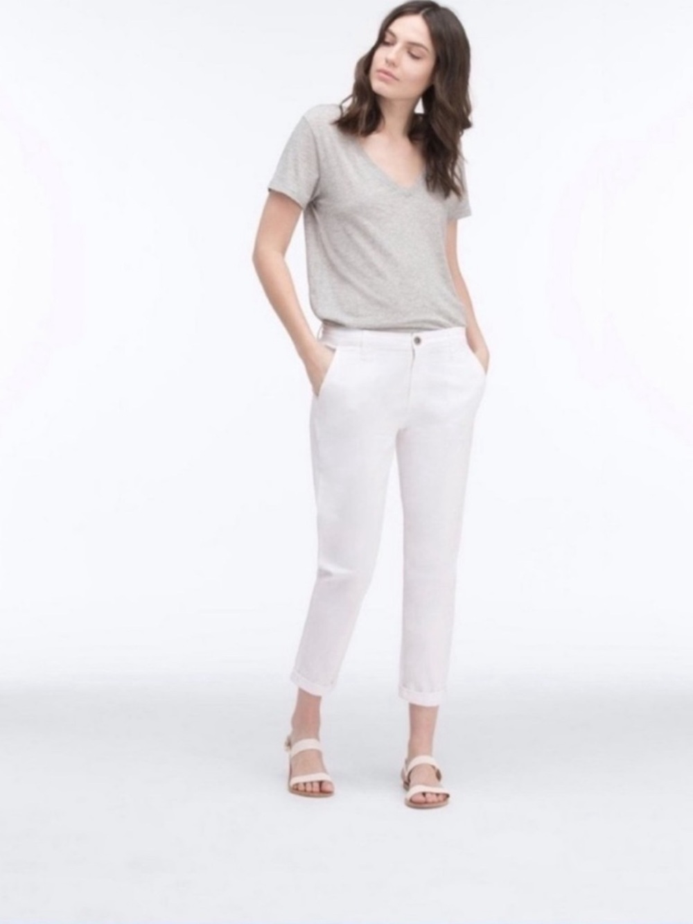 AG Adriano Goldschmied Linen THE TRISTAN TAILORED White TROUSER size 27